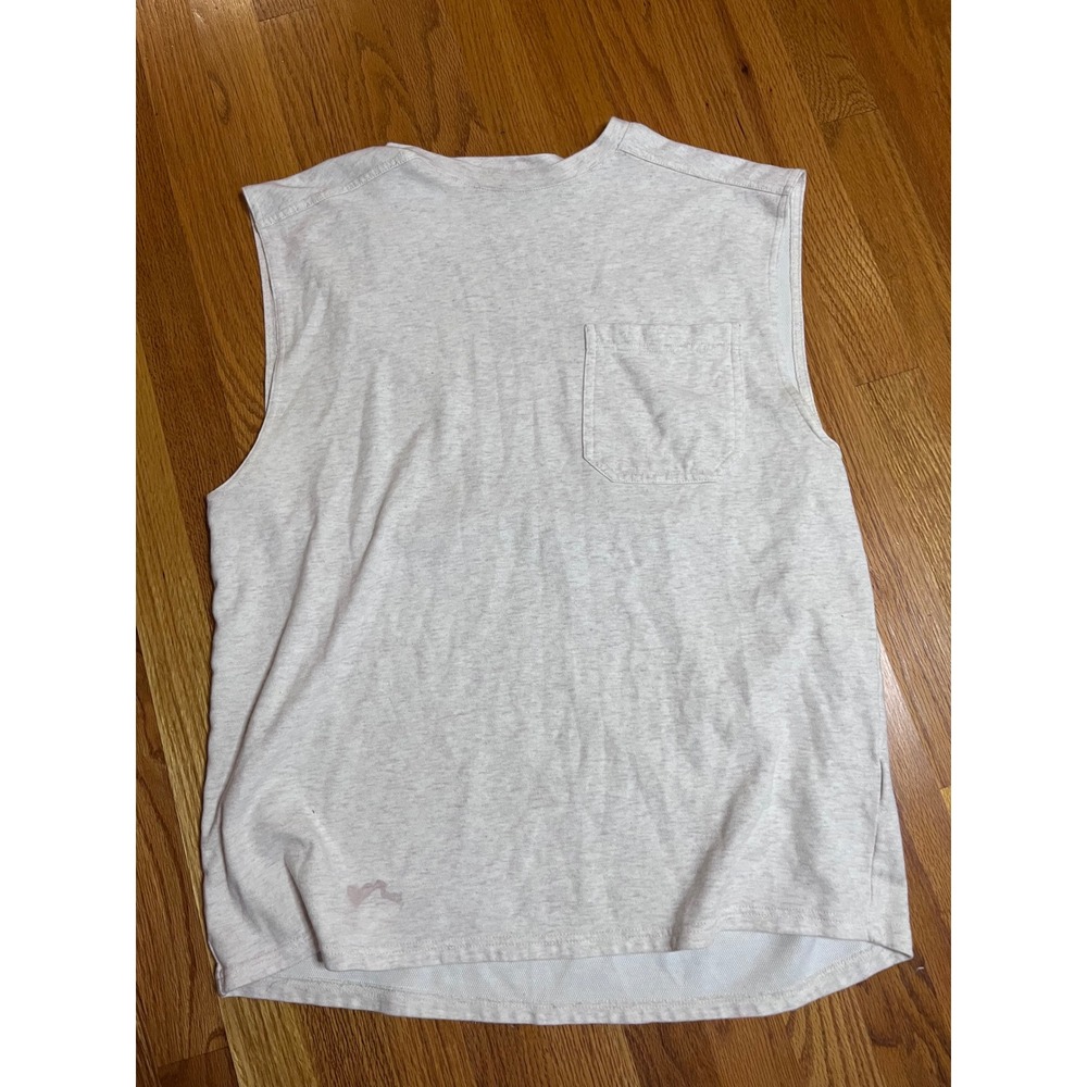 RARE CE Schmidt Workwear Mens Medium Oatmeal Heather Sleeveless Pocket Tee Shirt